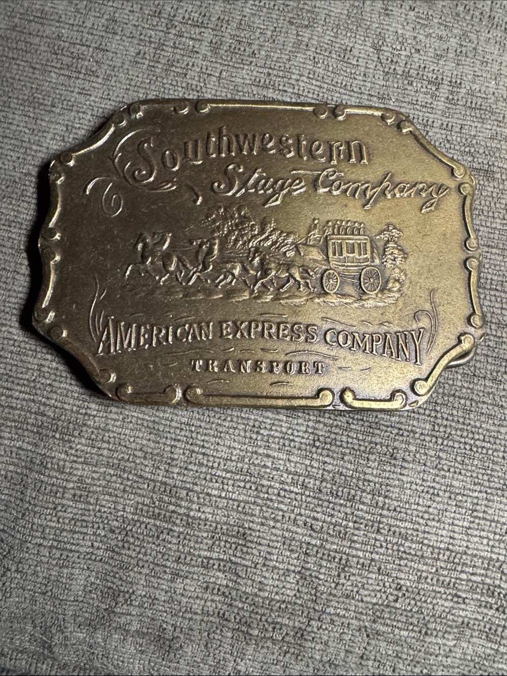 Vintage Southwestern Stage Co American Express Brass Belt Buckle Bergamot X-37
